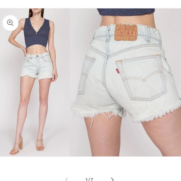 Levi’s womens Cut Off Light Wash Denim
Shorts sz 25 vintage raw hem preloved - Picture 5 of 9